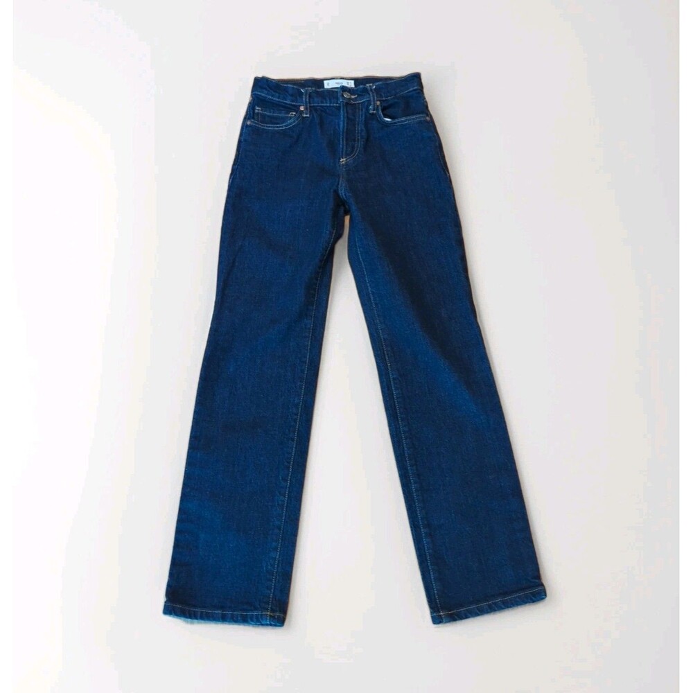 Mng By Mango Jeans Womens Blue Straight Leg Button Fly Denim